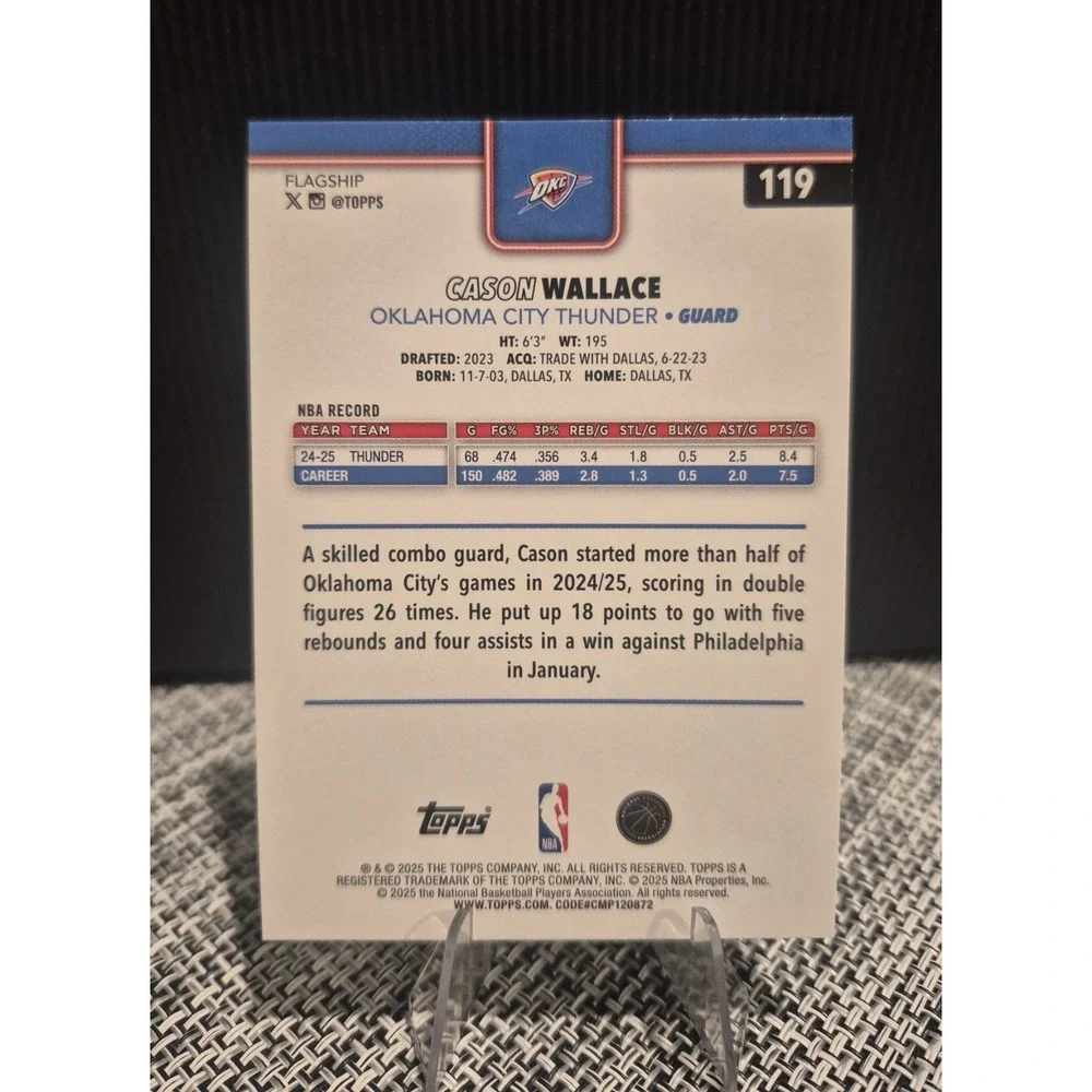 2025 Topps Basketball Carson Wallace Sandglitter #119 OC Thunder